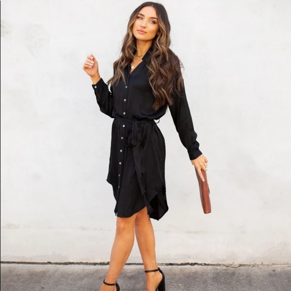AQUARIA SATIN BUTTON DOWN SHIRT DRESS